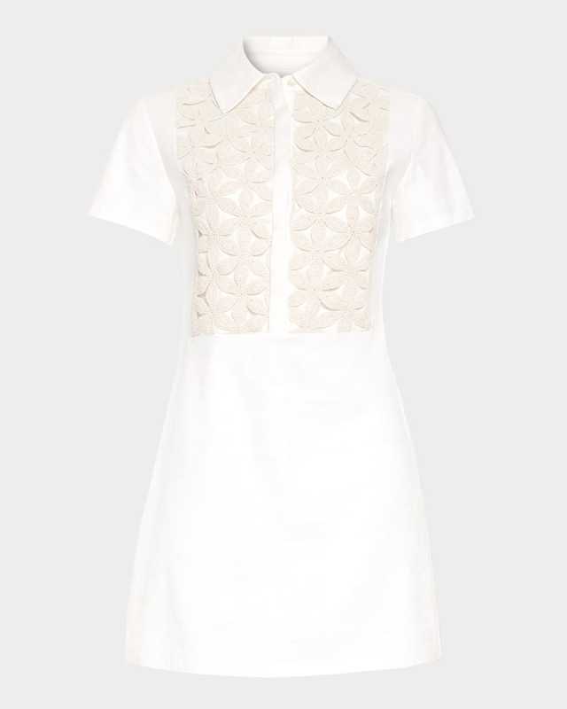 Sabrina Floral Crochet Mini Shirtdress